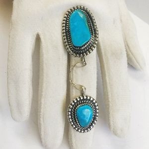 Custom Sterling Blue Turquoise Slave Knuckle Ring